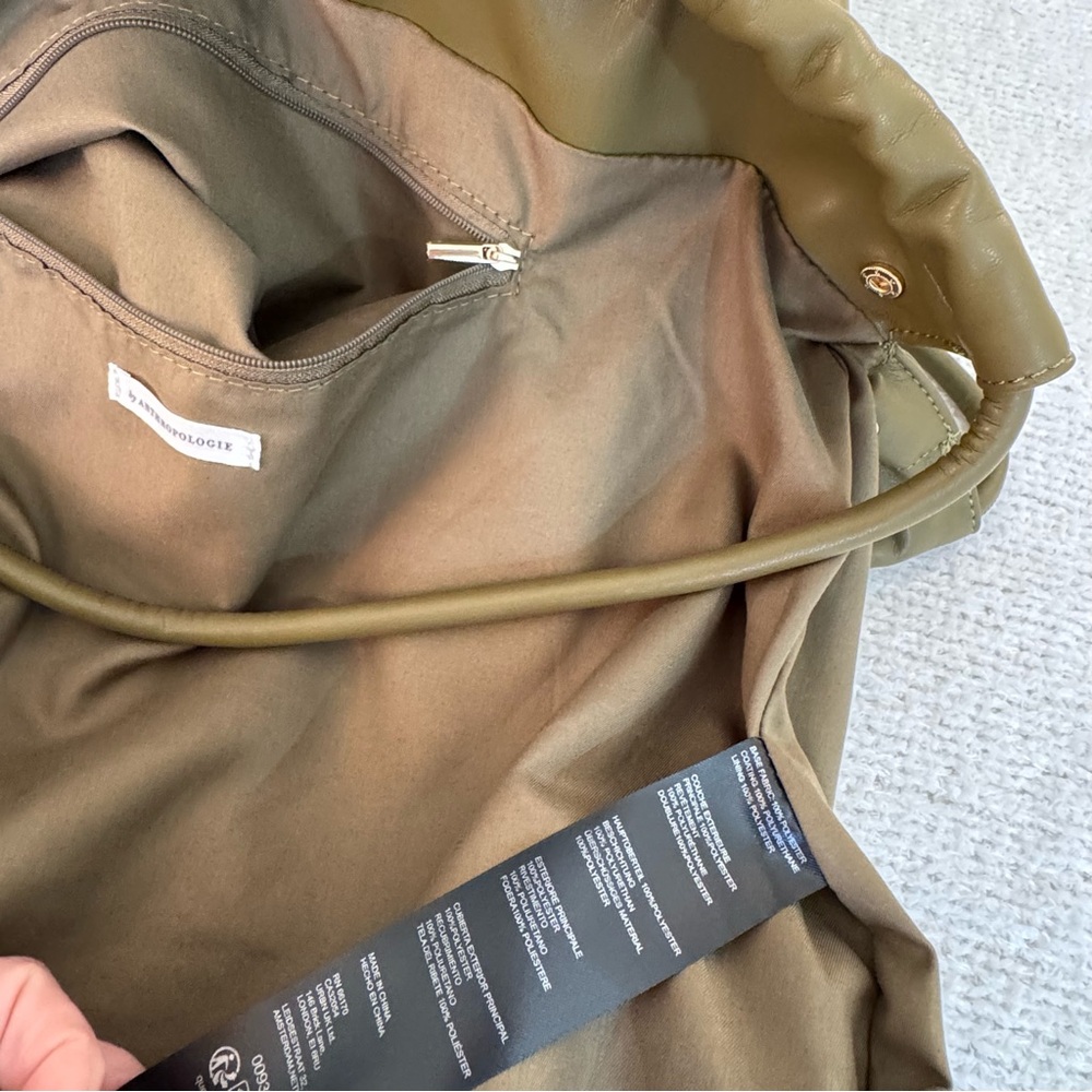 Anthropologie Large Scrunched Tote Olive Green - Picture 9 of 13